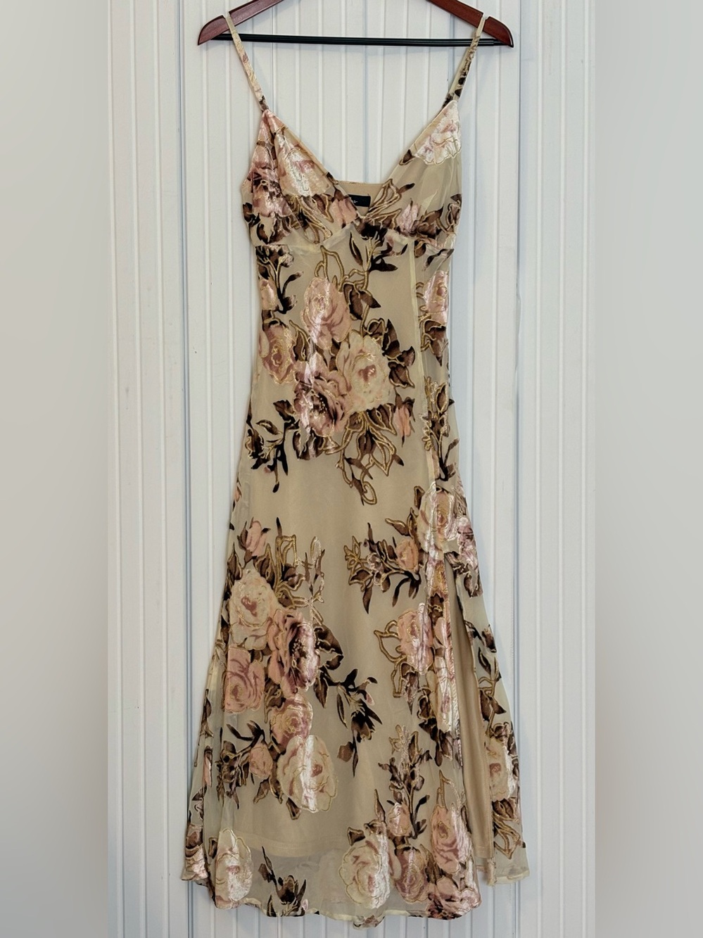 Lulus Velvet Burnout Midi Dress M Fall Wedding Guest Whimsigoth Romantic